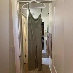 Petal & Pup Olive Satin Dress